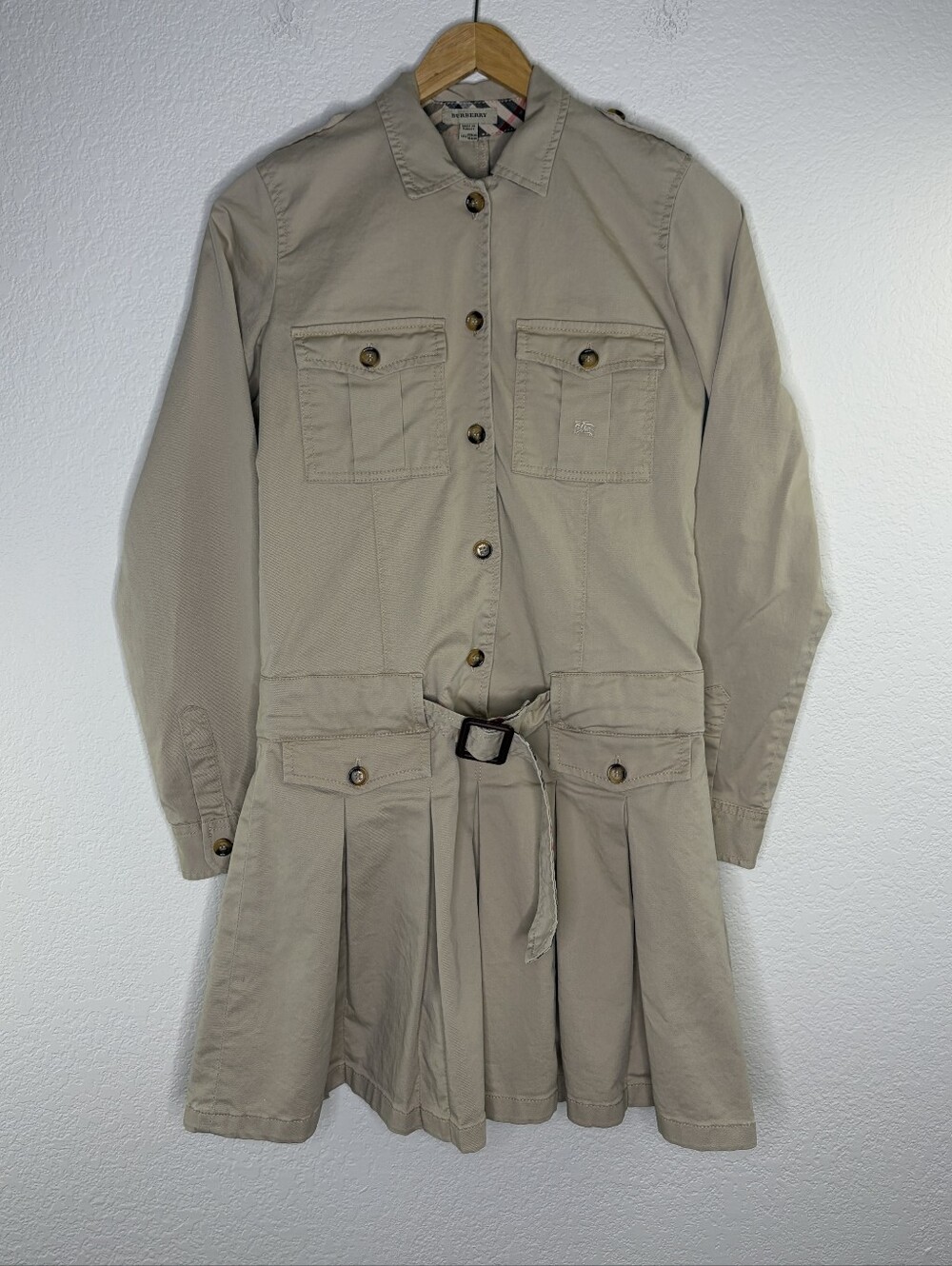 Burberry London khaki cotton trench dress 14Y